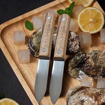 2.95 Inch Oyster Shucking Knife Stainless Steel Thickened Blade Oyster Knives Dark Brown Wooden Handle Non-Slip Oyster Shucker Tool Oysters Opener for Seafood Oysters Scallops Clams