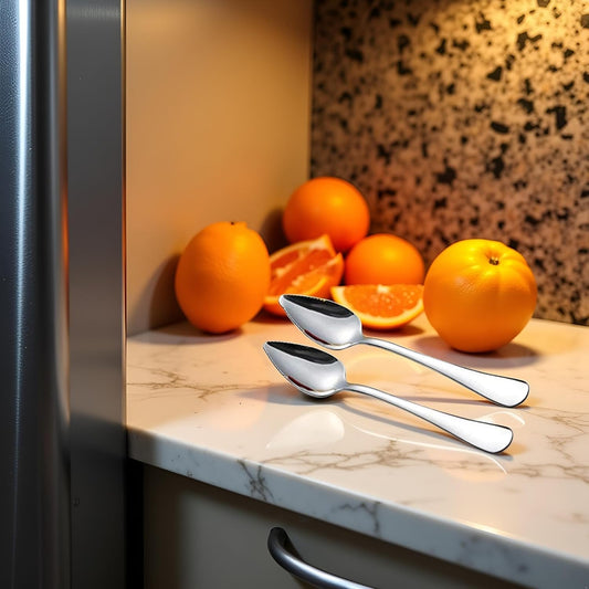2Pcs Grapefruit Spoon Stainless Steel Fruit Spoon, Stainless Steel Spoon, Serrated Edge Ice Cream Scrape Cut Spoons For Fruit Dessert Cheese Vegetables Kitchen Tool with Non-stick Plating