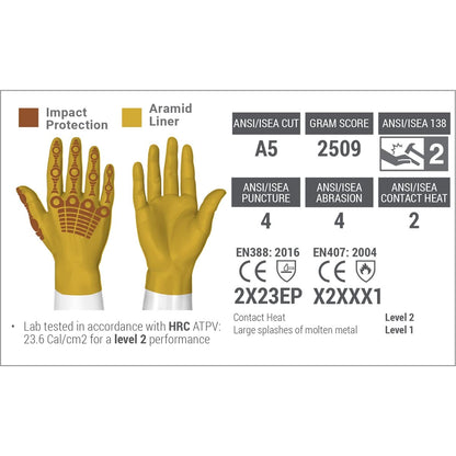 Cut and Heat Resistant Impact Protection Leather Work Gloves | Chrome SLT ® Series 4060 | Large