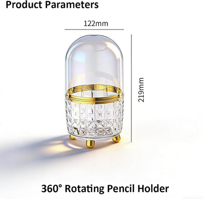 360° Rotating Dust-Proof Multi-Purpose Storage Organizer - Perfect for Silverware, Utensils (Forks, Knives) & Makeup Brushes, Countertop Holder for Kitchen & Vanity