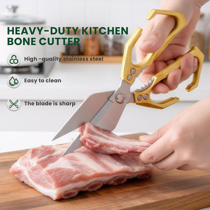 Heavy Duty Kitchen Scissors All purpose, poultry shears for food Cutting Meat, Chicken, Bones, Seafood, Herbs, Nuts, Packages, Culinary scissors with Ergonomic Handle gold