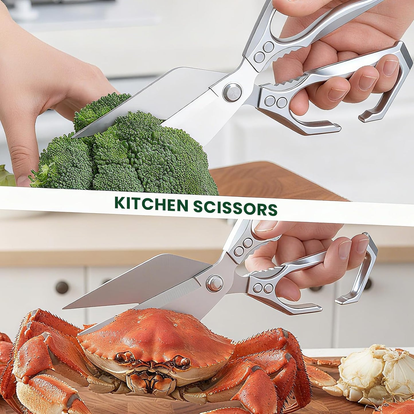 Heavy Duty Kitchen Scissors All purpose, poultry shears for food Cutting Meat, Chicken, Bones, Seafood, Herbs, Nuts, Packages, Culinary scissors with Ergonomic Handle gold