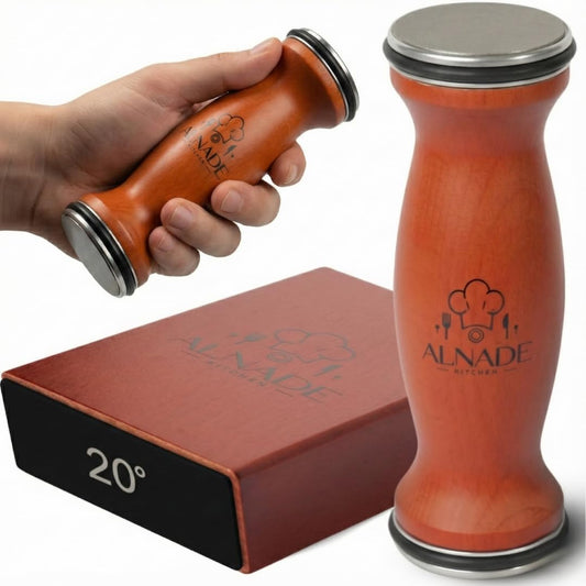Rolling Knife Sharpener with Comfortable Beech Wood Handle - Premium Kitchen Knife Sharpener Kit for Home Cooks & Chefs, Diamond & Ceramic Wheels, Dual Angle Design, Gift Box Included