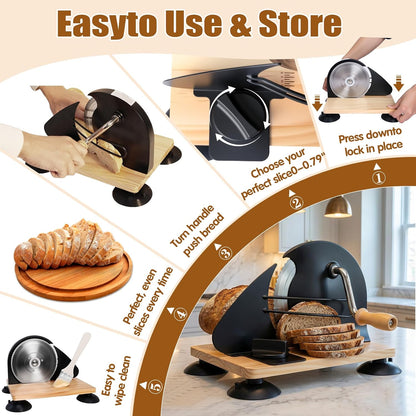 Manual Bread Slicer for Homemade Sourdough Adjustable Thickness