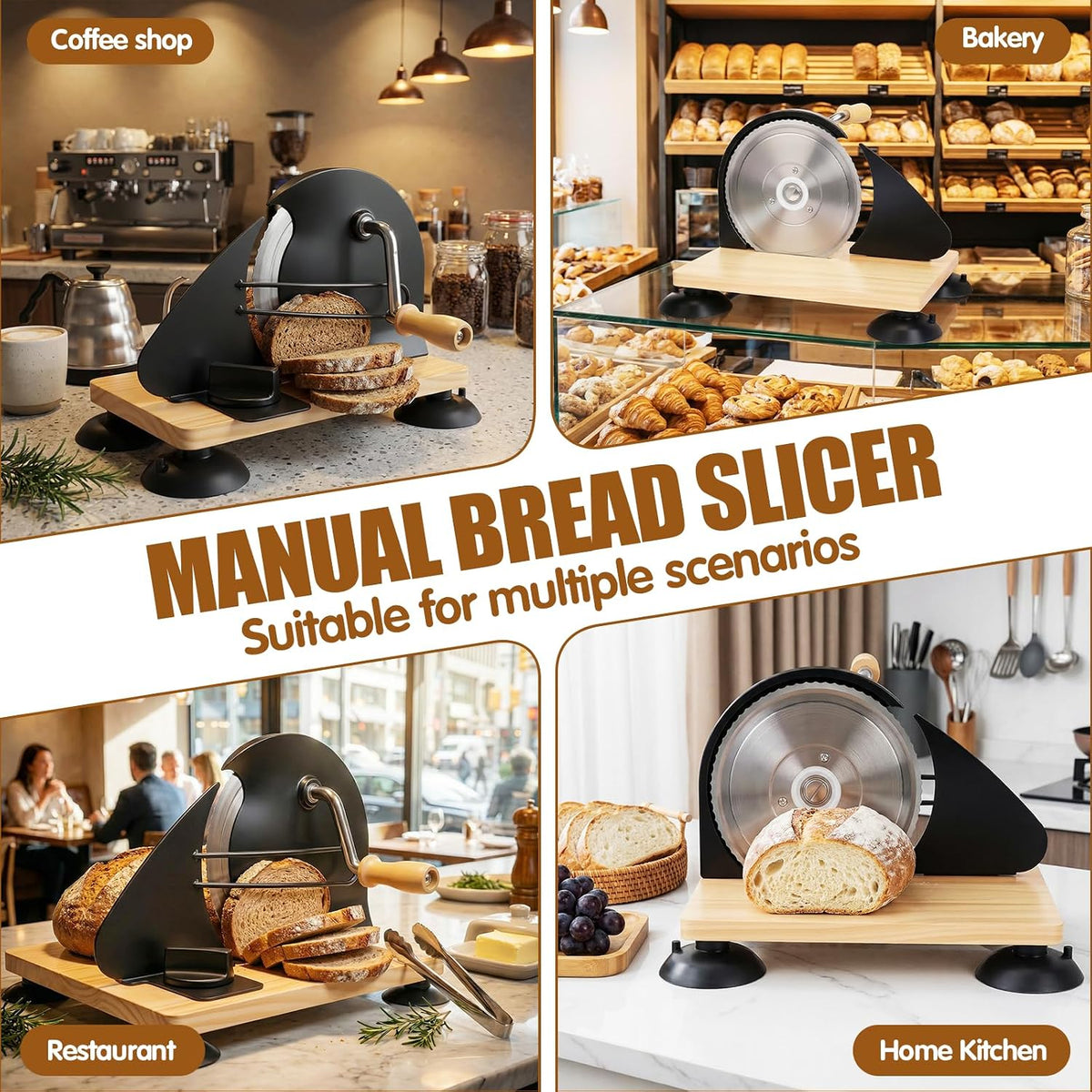 Manual Bread Slicer for Homemade Sourdough Adjustable Thickness