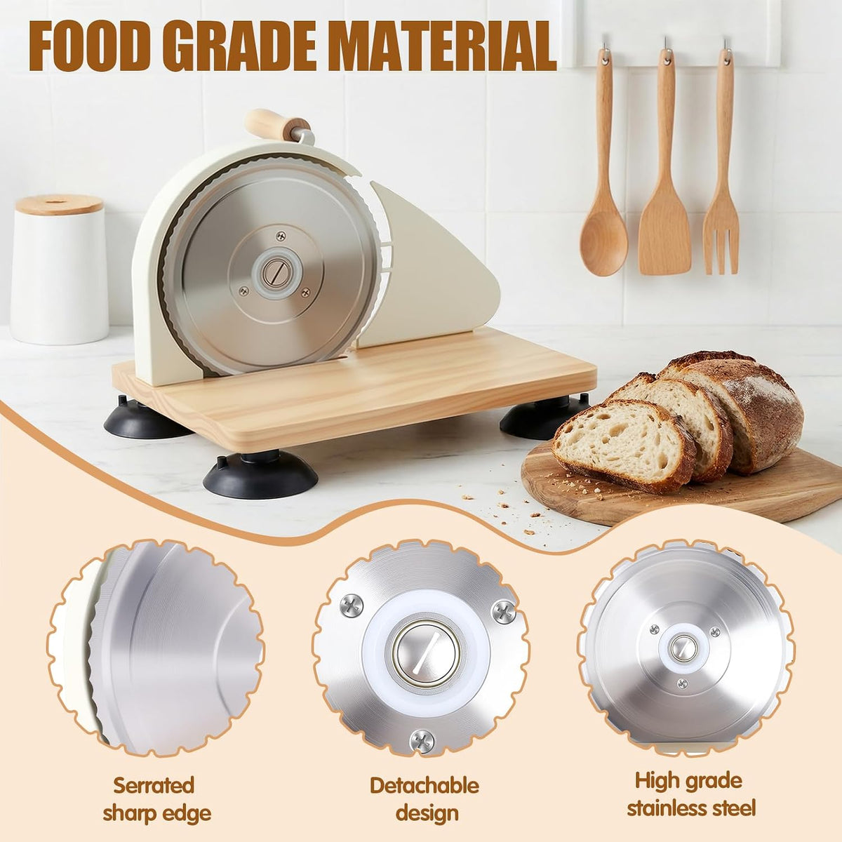 Manual Bread Slicer for Homemade Sourdough Adjustable Thickness