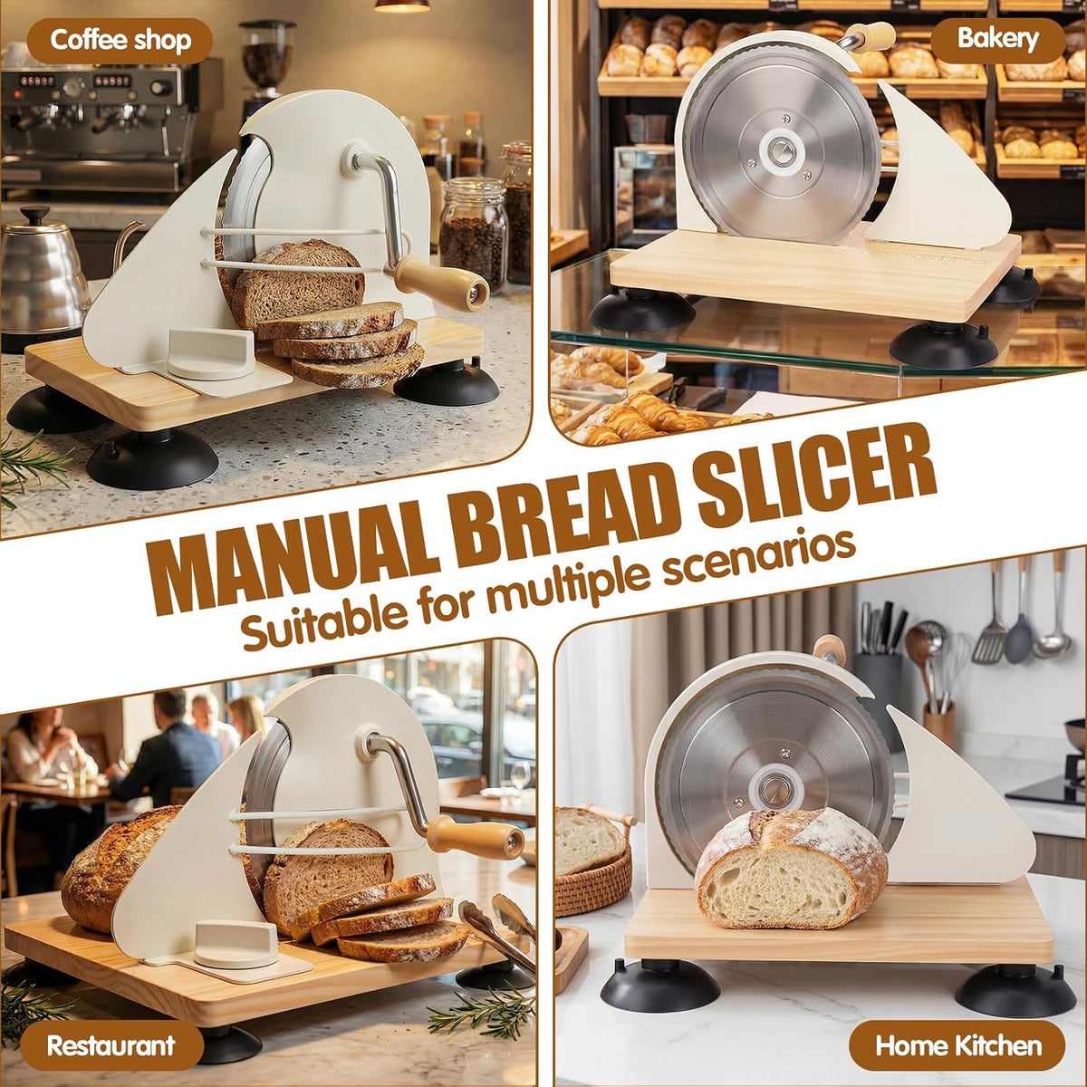Manual Bread Slicer for Homemade Sourdough Adjustable Thickness