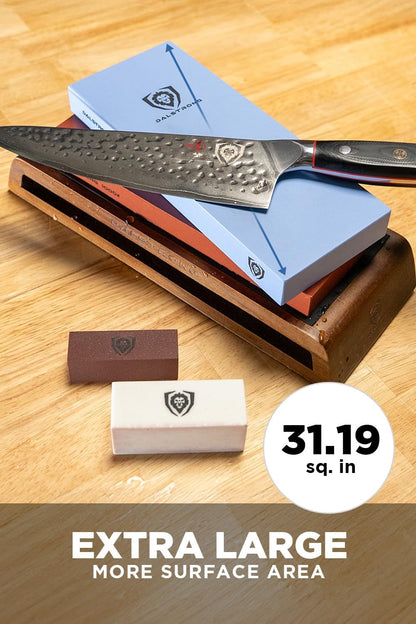 Whetstone Set #1000/#6000 — XL Corundum Sharpening Stones — For Restoring Dull Knives, Maintaining Any Kitchen Blade, Beginner to Pro — Non-Slip Base, Angle Guide, Customer Support