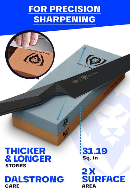 Whetstone Set #1000/#6000 — XL Corundum Sharpening Stones — For Restoring Dull Knives, Maintaining Any Kitchen Blade, Beginner to Pro — Non-Slip Base, Angle Guide, Customer Support