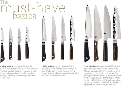 Kanso 5 Piece Block Set | Includes 3.5" Paring, 7" Santoku, 6" Utility Knives and More, Handcrafted, AUS10A Stainless Steel Blades, Tagayasan Handle