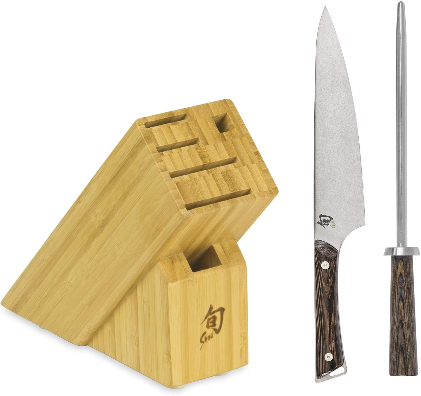 Kanso 5 Piece Block Set | Includes 3.5" Paring, 7" Santoku, 6" Utility Knives and More, Handcrafted, AUS10A Stainless Steel Blades, Tagayasan Handle