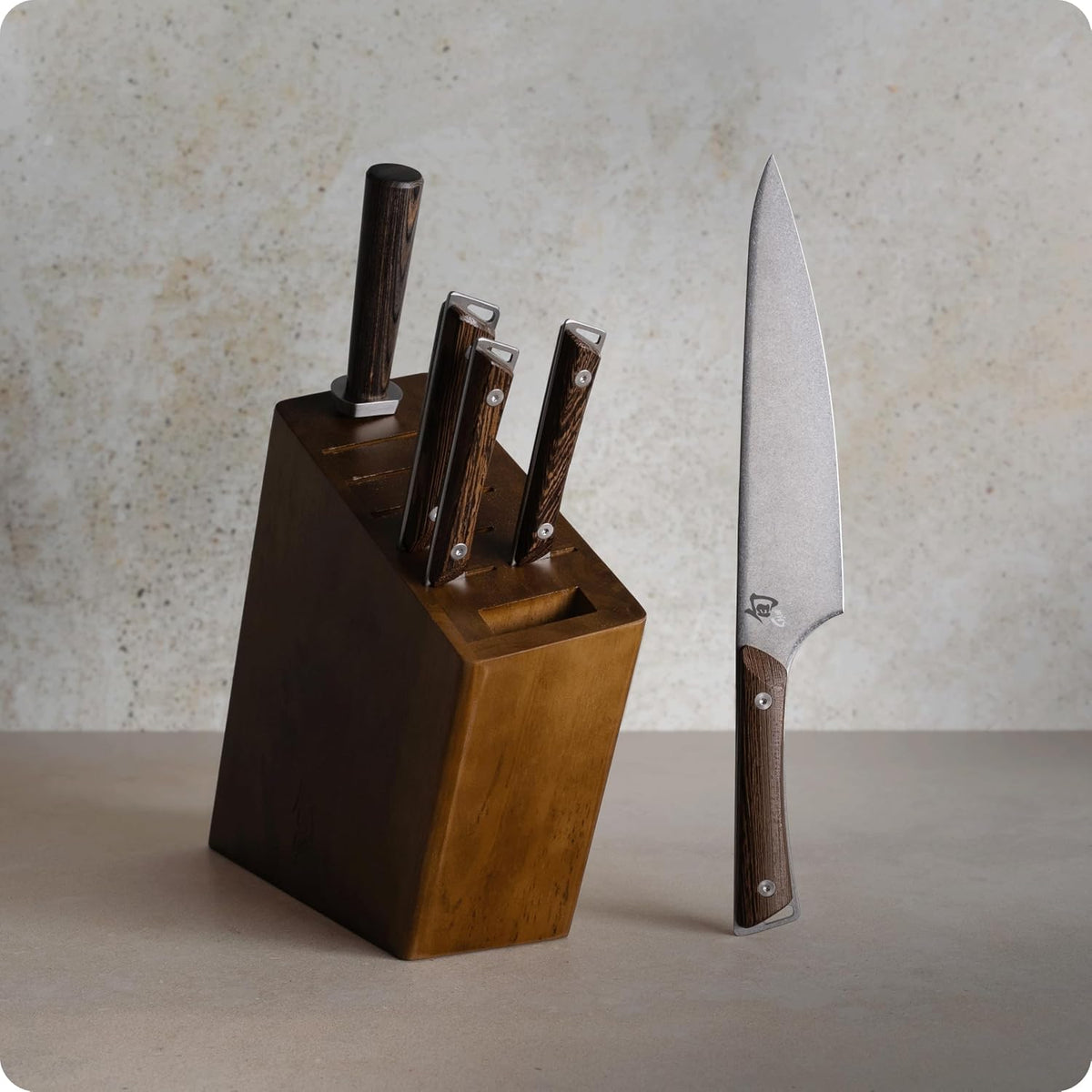 Kanso 5 Piece Block Set | Includes 3.5" Paring, 7" Santoku, 6" Utility Knives and More, Handcrafted, AUS10A Stainless Steel Blades, Tagayasan Handle