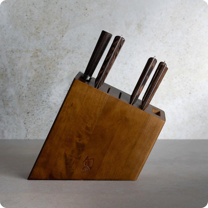 Kanso 5 Piece Block Set | Includes 3.5" Paring, 7" Santoku, 6" Utility Knives and More, Handcrafted, AUS10A Stainless Steel Blades, Tagayasan Handle