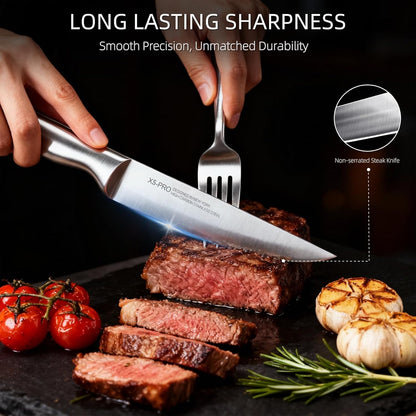 Knife Set, KnifeSaga Kitchen Knife Set with Block, 13 Pcs High-Carbon Stainless Steel Knife Block Set with Ergonomic Handles for Home & Professional Use