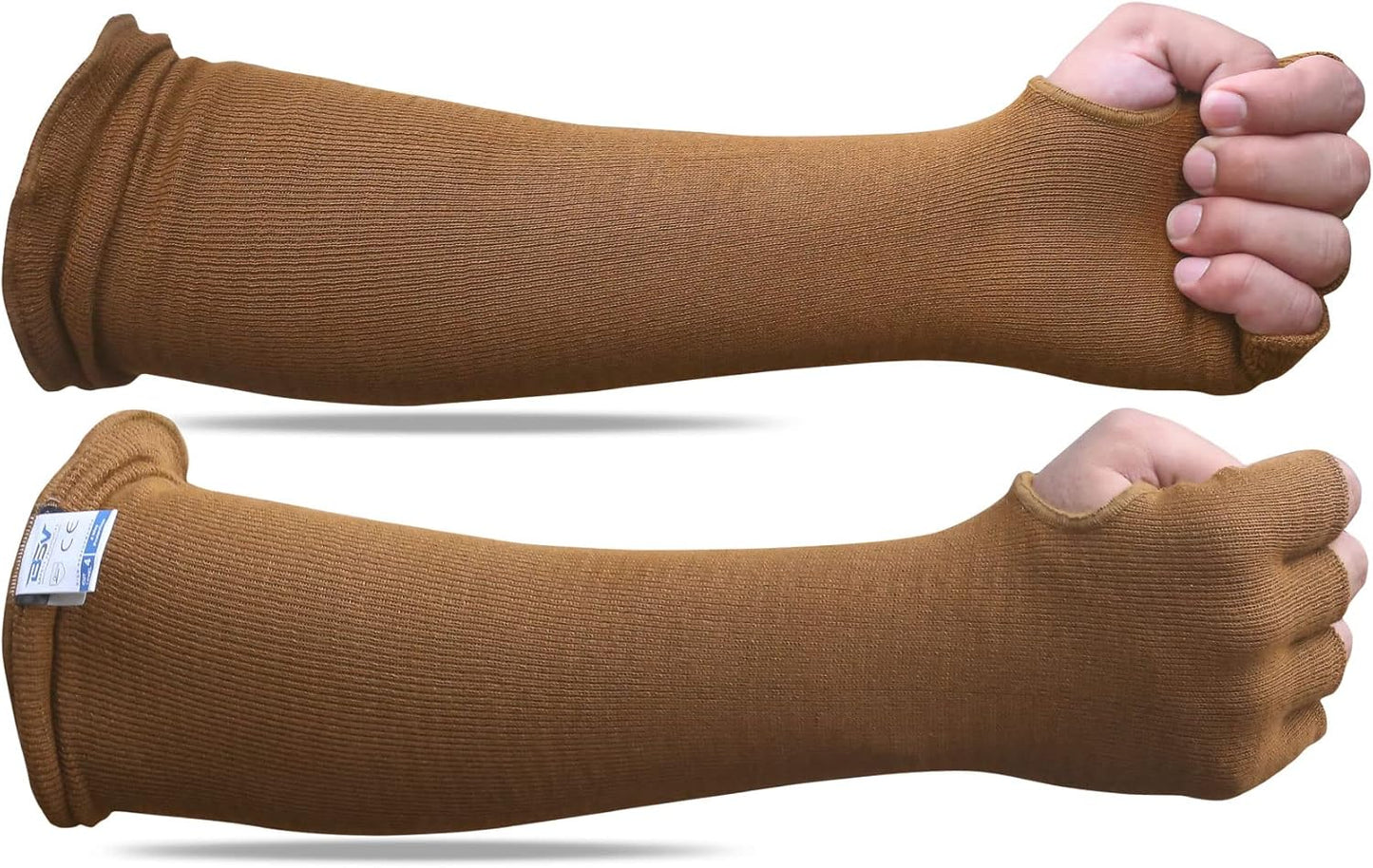BSV Kevlar Cut, Scratch, Bite and Heat Resistant Arm Protection Sleeves with Finger Opening - Unisex -18 Inches, 1 Pair