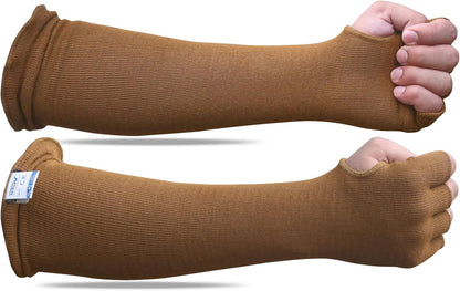 BSV Kevlar Cut, Scratch, Bite and Heat Resistant Arm Protection Sleeves with Finger Opening - Unisex -18 Inches, 1 Pair