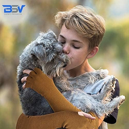 BSV Kevlar Cut, Scratch, Bite and Heat Resistant Arm Protection Sleeves with Finger Opening - Unisex -18 Inches, 1 Pair