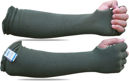 BSV Kevlar Cut, Scratch, Bite and Heat Resistant Arm Protection Sleeves with Finger Opening - Unisex -18 Inches, 1 Pair