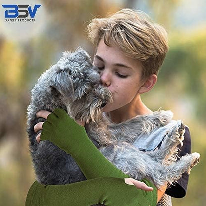 BSV Kevlar Cut, Scratch, Bite and Heat Resistant Arm Protection Sleeves with Finger Opening - Unisex -18 Inches, 1 Pair