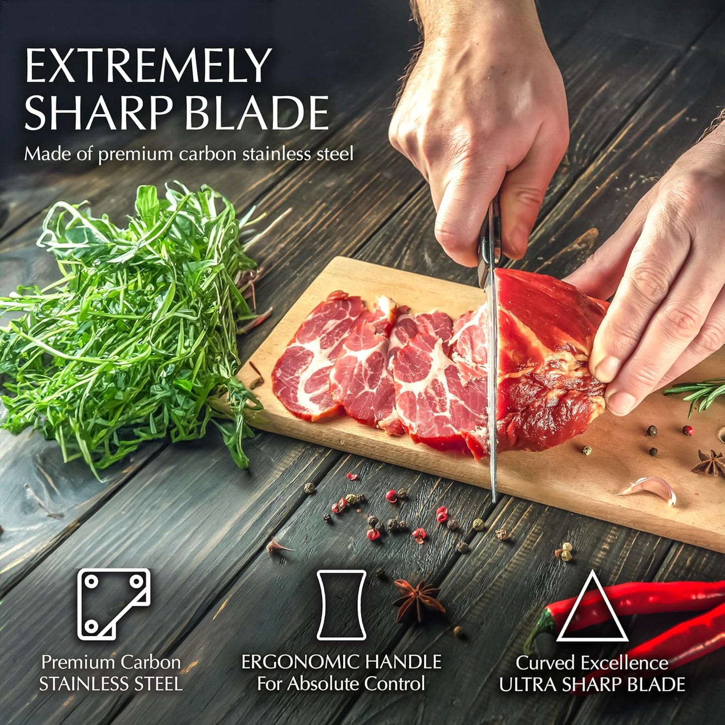 14 Pcs Kitchen Knife Set with Block, Stainless Steel | Premium forged kitchen knives with high-carbon sharp blades, ergonomic handle, rust-resistant knife block set for home & chef