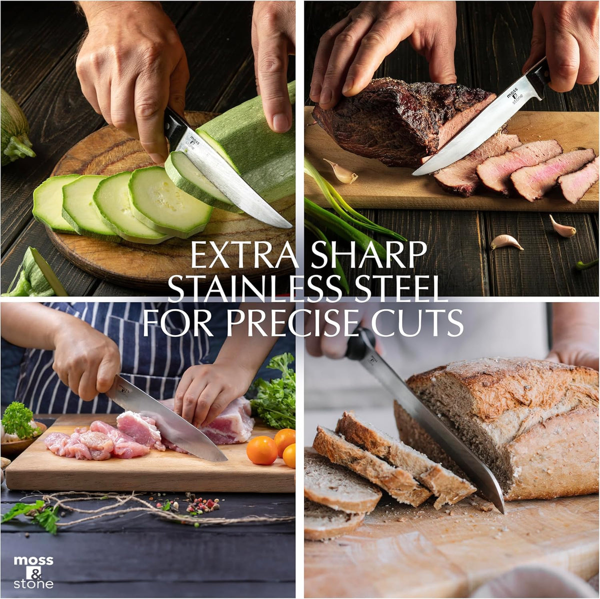 14 Pcs Kitchen Knife Set with Block, Stainless Steel | Premium forged kitchen knives with high-carbon sharp blades, ergonomic handle, rust-resistant knife block set for home & chef