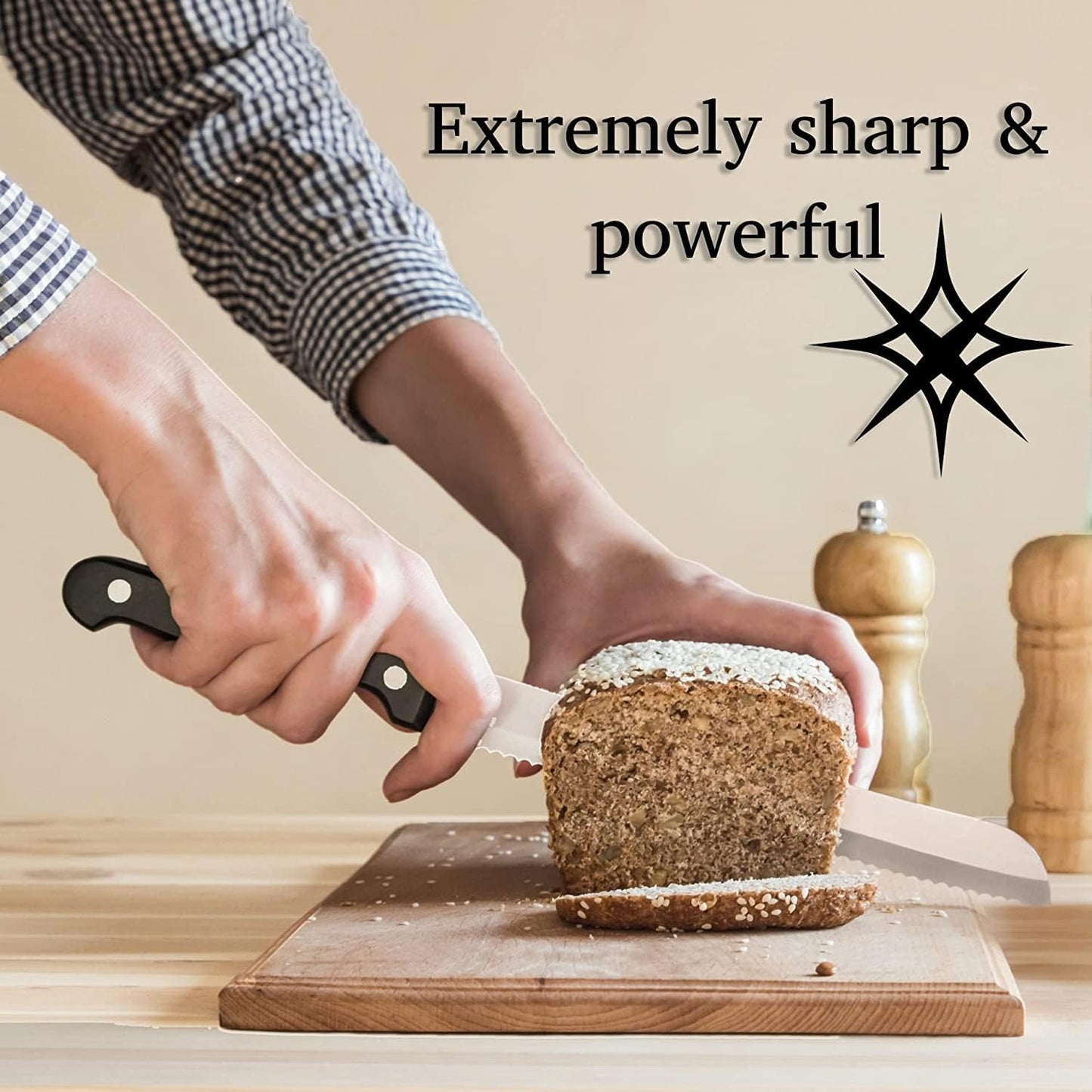 14 Pcs Kitchen Knife Set with Block, Stainless Steel | Premium forged kitchen knives with high-carbon sharp blades, ergonomic handle, rust-resistant knife block set for home & chef
