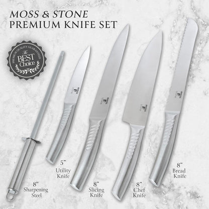 14 Pcs Kitchen Knife Set with Block, Stainless Steel | Premium forged kitchen knives with high-carbon sharp blades, ergonomic handle, rust-resistant knife block set for home & chef