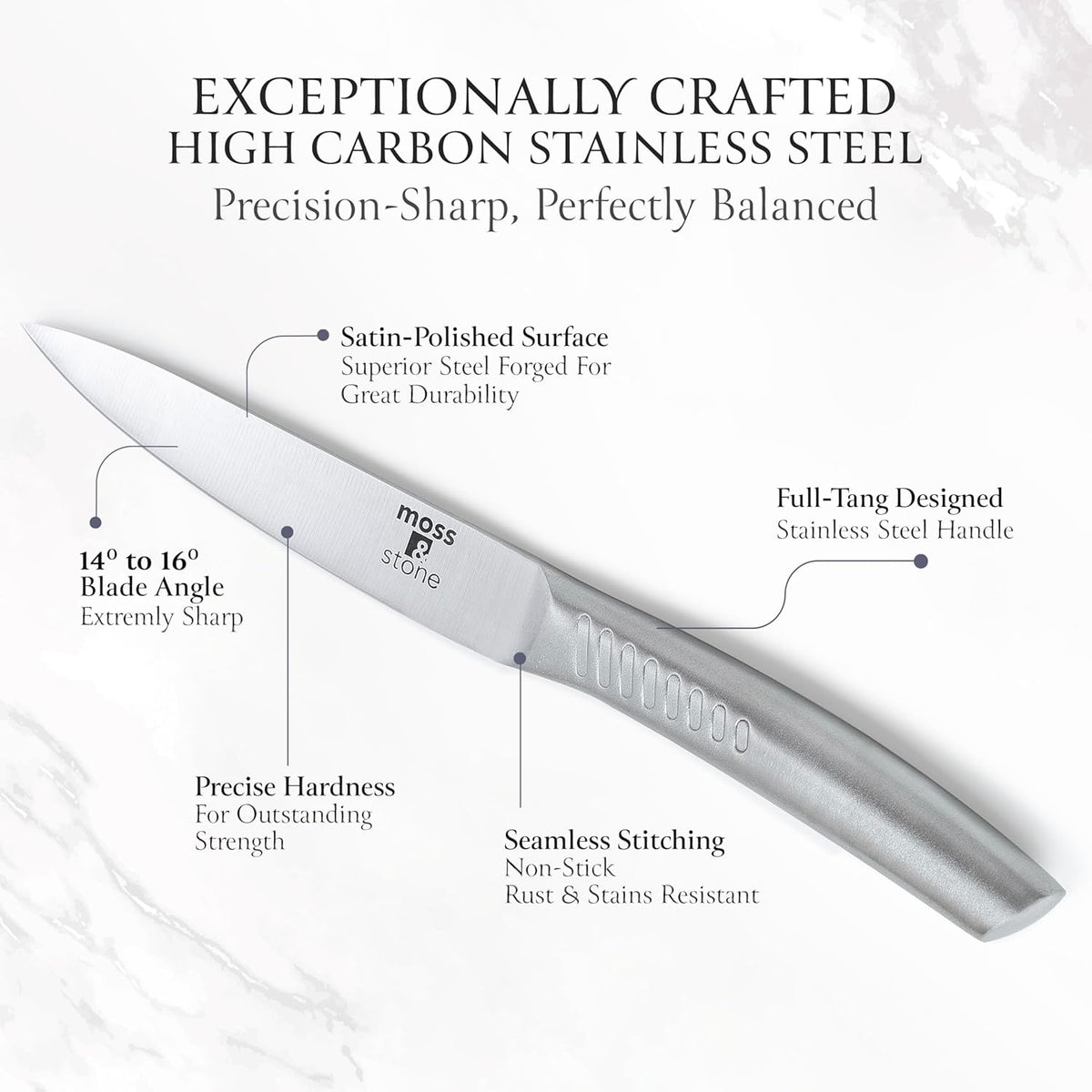 14 Pcs Kitchen Knife Set with Block, Stainless Steel | Premium forged kitchen knives with high-carbon sharp blades, ergonomic handle, rust-resistant knife block set for home & chef