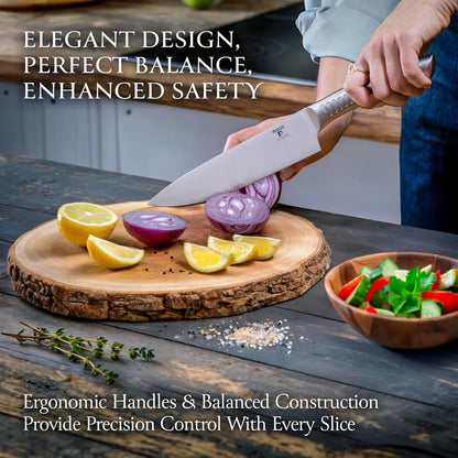 14 Pcs Kitchen Knife Set with Block, Stainless Steel | Premium forged kitchen knives with high-carbon sharp blades, ergonomic handle, rust-resistant knife block set for home & chef