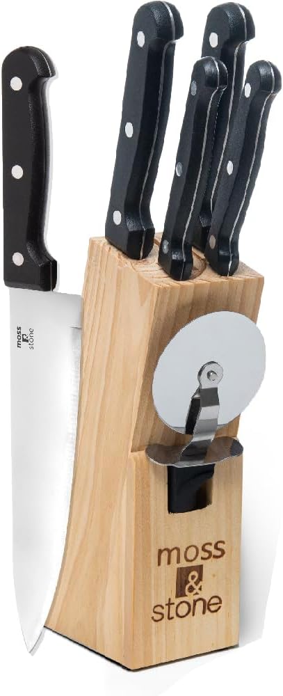 14 Pcs Kitchen Knife Set with Block, Stainless Steel | Premium forged kitchen knives with high-carbon sharp blades, ergonomic handle, rust-resistant knife block set for home & chef