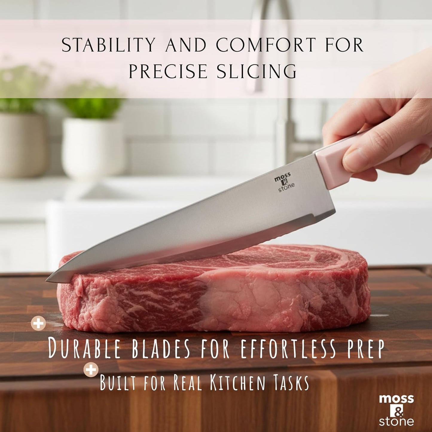 14 Pcs Kitchen Knife Set with Block, Stainless Steel | Premium forged kitchen knives with high-carbon sharp blades, ergonomic handle, rust-resistant knife block set for home & chef