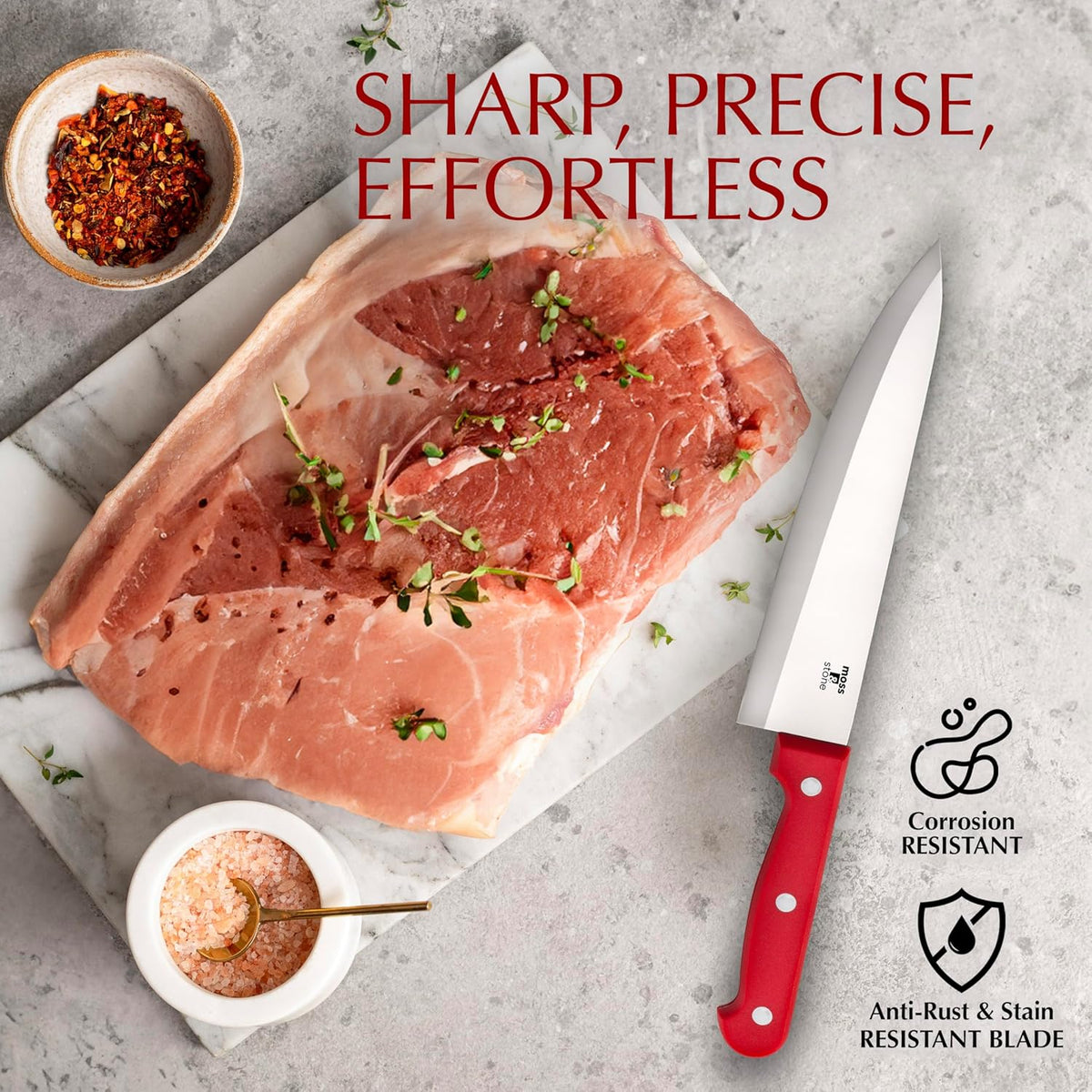 14 Pcs Kitchen Knife Set with Block, Stainless Steel | Premium forged kitchen knives with high-carbon sharp blades, ergonomic handle, rust-resistant knife block set for home & chef