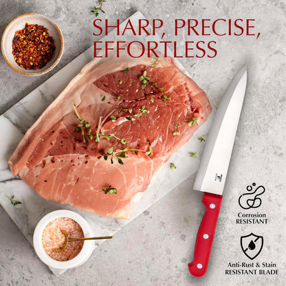 14 Pcs Kitchen Knife Set with Block, Stainless Steel | Premium forged kitchen knives with high-carbon sharp blades, ergonomic handle, rust-resistant knife block set for home & chef