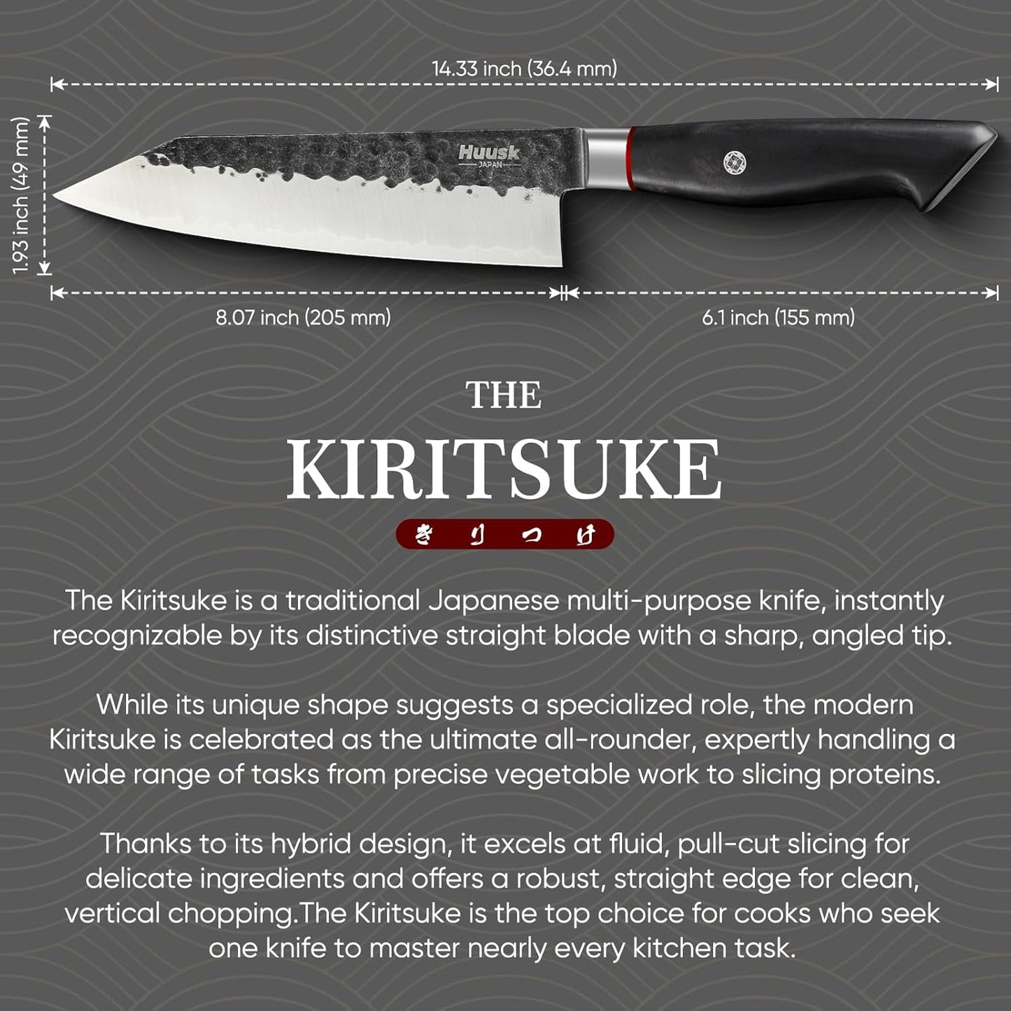 Huusk Gyuto Chef Knife - Japanese High Carbon Steel VG10 Core Ebony Grip 8" | Hand Hammered, Ergonomic, Kitchen Knives for Meat & Veggie Precise Slicing, Premium Wooden Gift Box