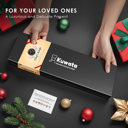 Kuwata 3 Pieces Chef Knife Set, Professional Japanese High Carbon Stainless Steel Kitchen Knife Set, Ultra Sharp Chef Knives Sets with Ergonomic Color Wooden Handle
