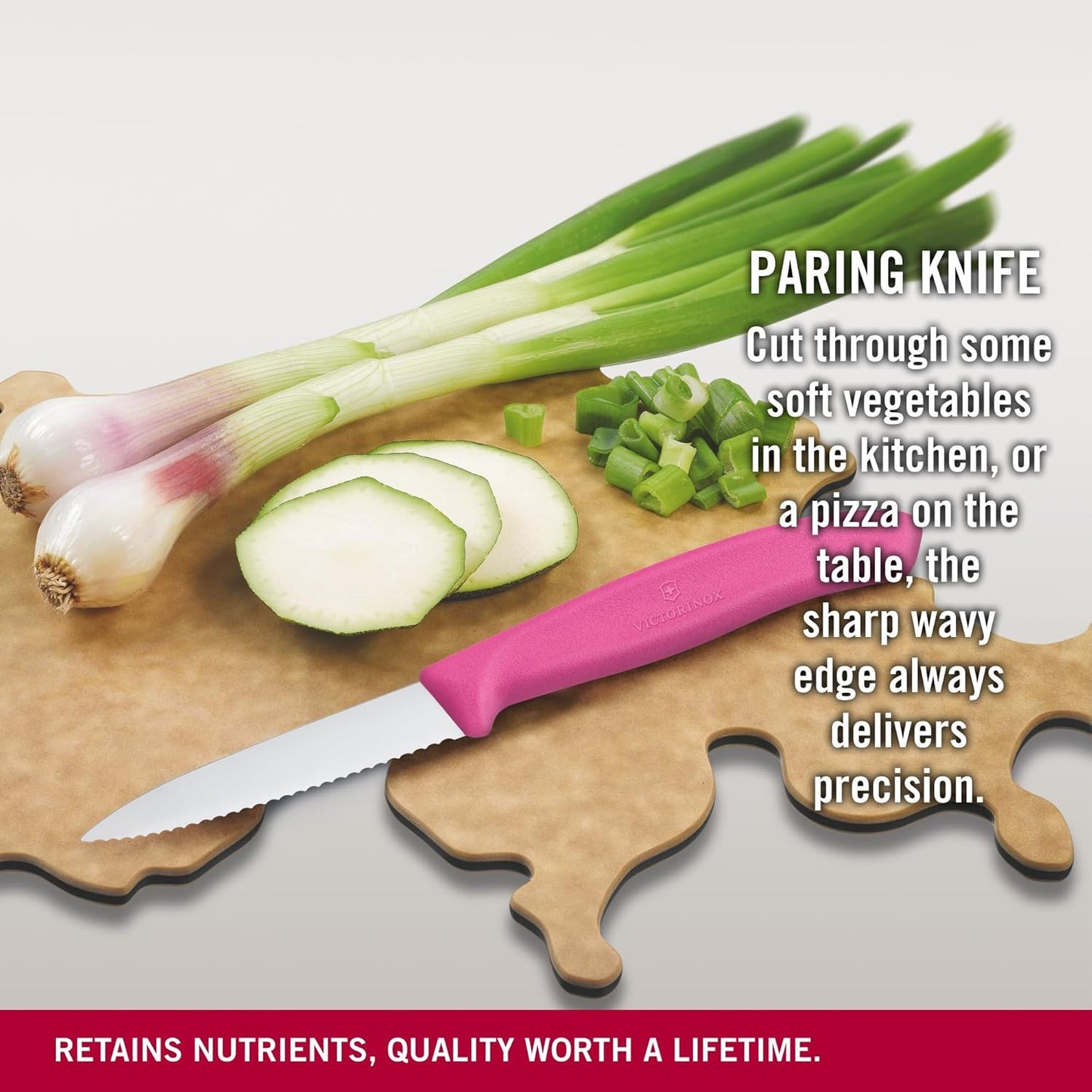 6.7636.L115 Swiss Classic Paring Knife for Cutting and Preparing Fruit and Vegetables Serrated Blade in Pink, 3.1 inches