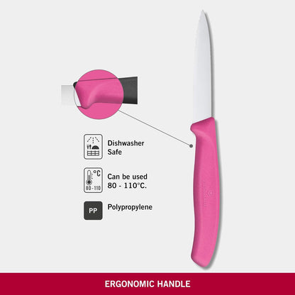 6.7636.L115 Swiss Classic Paring Knife for Cutting and Preparing Fruit and Vegetables Serrated Blade in Pink, 3.1 inches