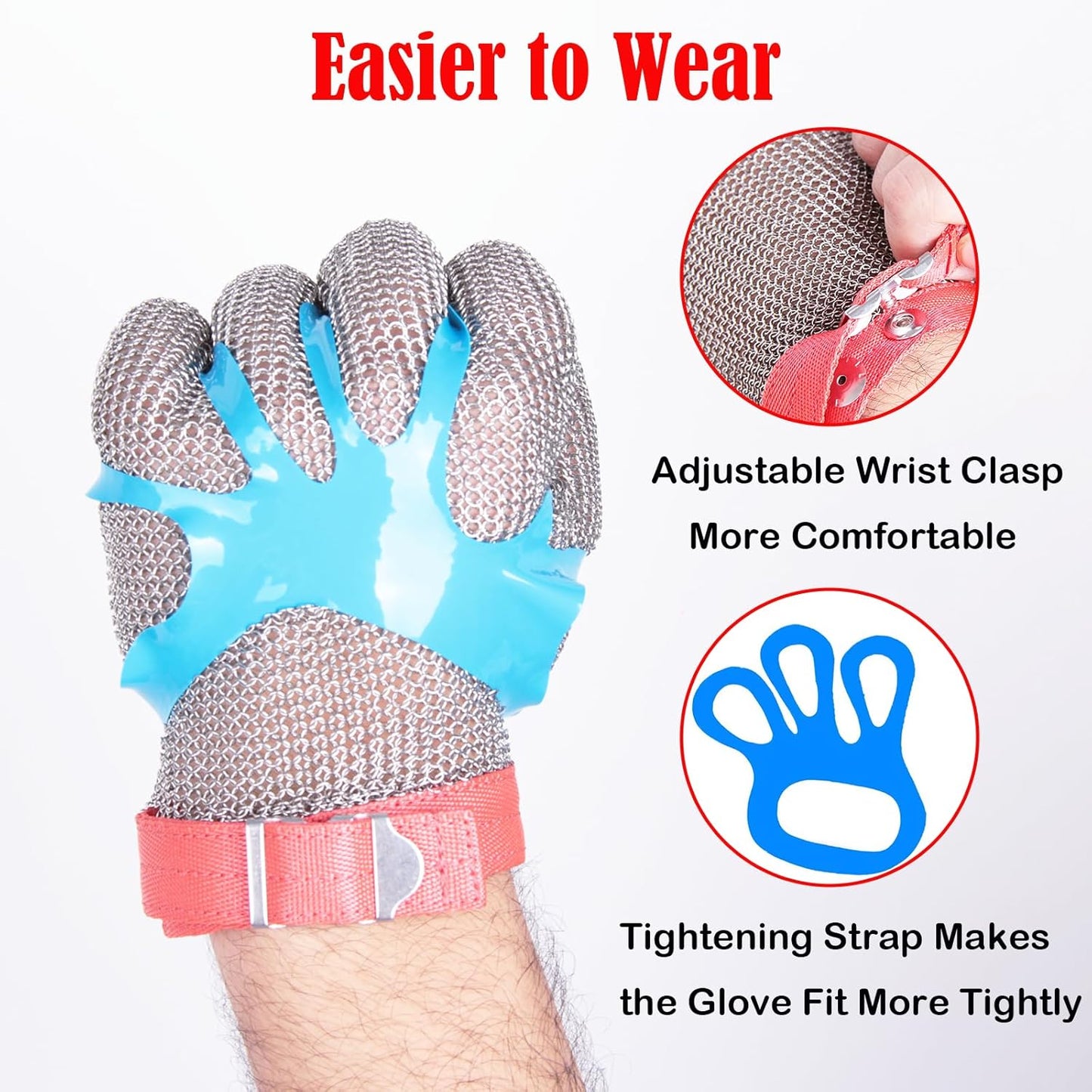 Chainmail Glove for Cutting,Highest Level Cut Resistant Gloves,Stainless Steel Metal Mesh Glove
