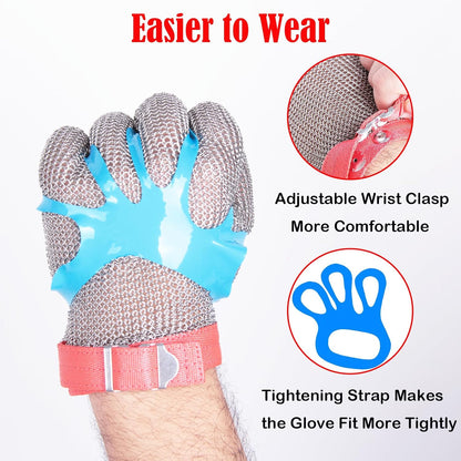 Chainmail Glove for Cutting,Highest Level Cut Resistant Gloves,Stainless Steel Metal Mesh Glove