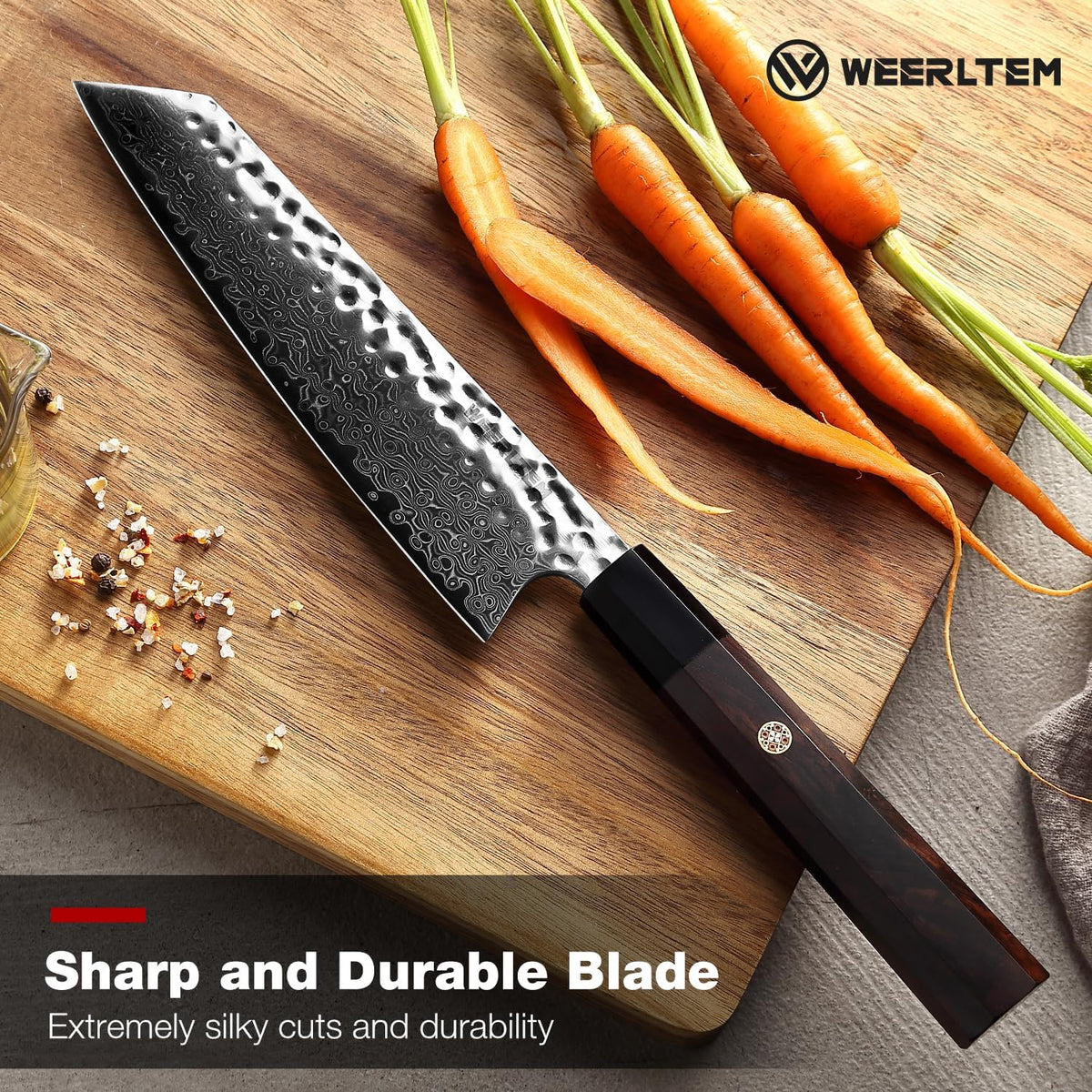 Kiritsuke Chef Knife 8 Inch, Hand-forged 67-Layer VG10 High Carbon Steel Japanese Damascus Chef Knife, Ultra Sharp Hammered Damascus Chef Knife with Octagonal Ebony Handle & Gift Box