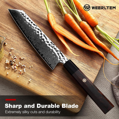 Kiritsuke Chef Knife 8 Inch, Hand-forged 67-Layer VG10 High Carbon Steel Japanese Damascus Chef Knife, Ultra Sharp Hammered Damascus Chef Knife with Octagonal Ebony Handle & Gift Box