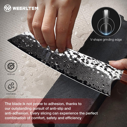 Kiritsuke Chef Knife 8 Inch, Hand-forged 67-Layer VG10 High Carbon Steel Japanese Damascus Chef Knife, Ultra Sharp Hammered Damascus Chef Knife with Octagonal Ebony Handle & Gift Box