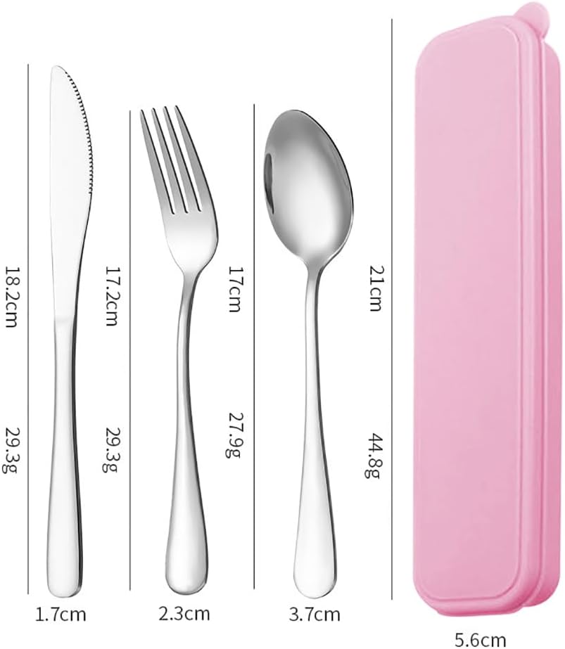 Stainless Steel Travel Utensils Set Camping Fork Spoon Knife Set Portable Reusable Utensils Set Camping Cutlery Set Work Flatware with Case for Outdoor Green