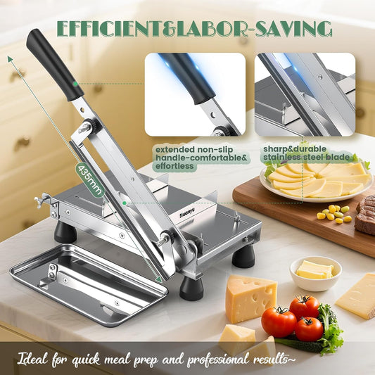 Cheese Slicer Stainless Steel Multipurpose Adjustable Thickness | Butter cutter with tray food slicing effortless for butter block cheese sausages bread vegetables