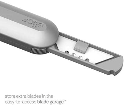 Metal-Handle Utility Knife, Finger Friendly Ceramic Blade, Auto Retracts for Safety, Heavy Metal Handle, Comfortable Grip, Stores Extra Blade, Ambidextrous, Easy Blade Change