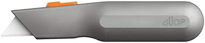 Metal-Handle Utility Knife, Finger Friendly Ceramic Blade, Auto Retracts for Safety, Heavy Metal Handle, Comfortable Grip, Stores Extra Blade, Ambidextrous, Easy Blade Change