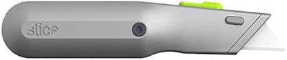 Metal-Handle Utility Knife, Finger Friendly Ceramic Blade, Auto Retracts for Safety, Heavy Metal Handle, Comfortable Grip, Stores Extra Blade, Ambidextrous, Easy Blade Change