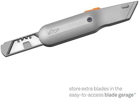 Metal-Handle Utility Knife, Finger Friendly Ceramic Blade, Auto Retracts for Safety, Heavy Metal Handle, Comfortable Grip, Stores Extra Blade, Ambidextrous, Easy Blade Change