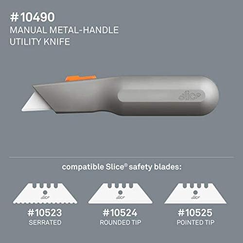 Metal-Handle Utility Knife, Finger Friendly Ceramic Blade, Auto Retracts for Safety, Heavy Metal Handle, Comfortable Grip, Stores Extra Blade, Ambidextrous, Easy Blade Change