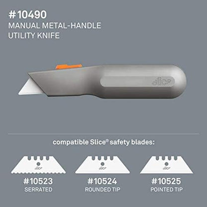 Metal-Handle Utility Knife, Finger Friendly Ceramic Blade, Auto Retracts for Safety, Heavy Metal Handle, Comfortable Grip, Stores Extra Blade, Ambidextrous, Easy Blade Change